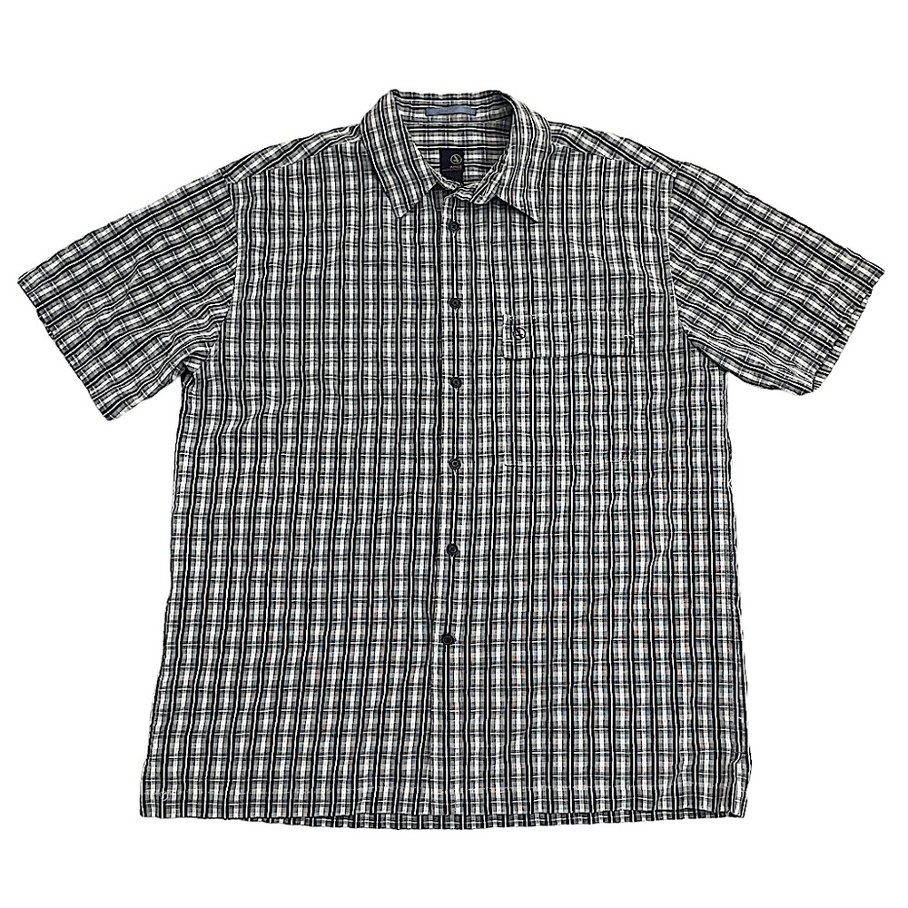 Agile Actimum Button Down Plaid Checkered Short Sleeve Size Large